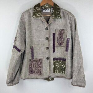 Talk of the Walk Women’s Boho Patchwork Tapestry Blazer Size M